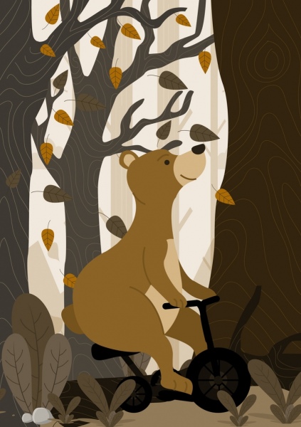 животный фон стилизованный езда медведь значок мультфильм дизайн