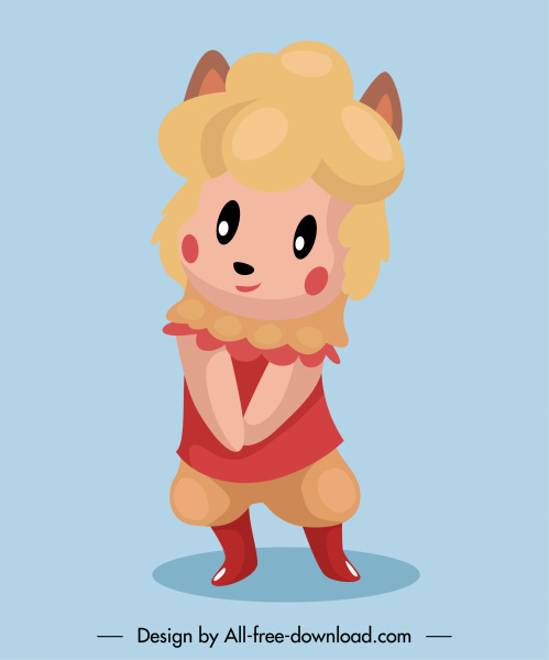 ícone de personagem de desenho animado animal bonito esboço de ovelha estilizado