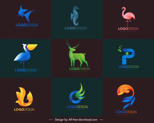 logotypy zwierząt nowoczesne kolorowe kształty