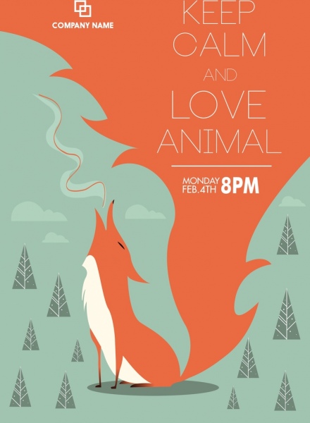 Animal Protection Poster Wild Fox Icon Cartoon Design-vector Icon-free  Vector Free Download