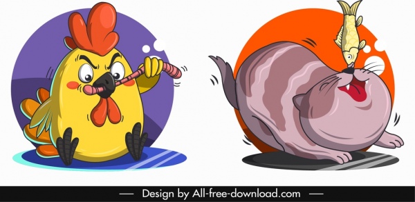 animais avatar modelos pintinho gato ícones engraçados desenhos animados