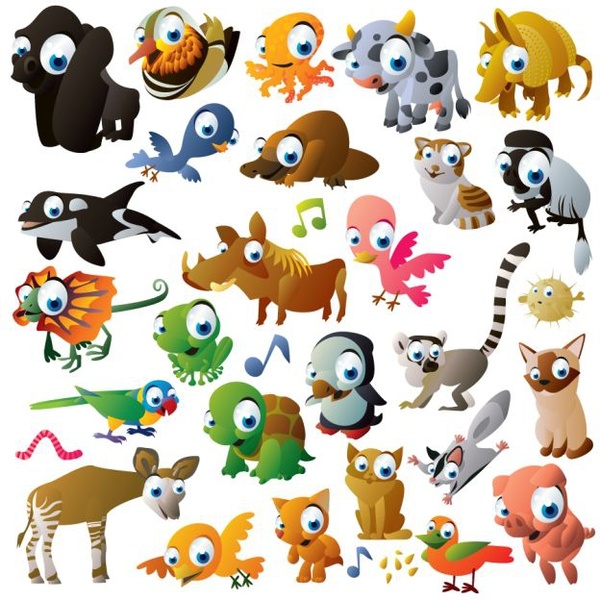 personajes de dibujos animados de color los iconos de animales lindos