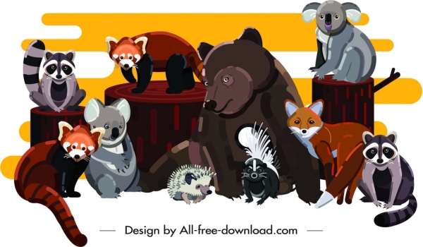 animali pittura simpatici personaggi dei cartoni animati design
