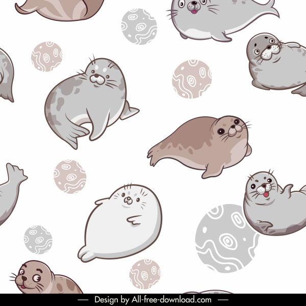 padrão animais modelo de desenho manual esboço espécies de foca