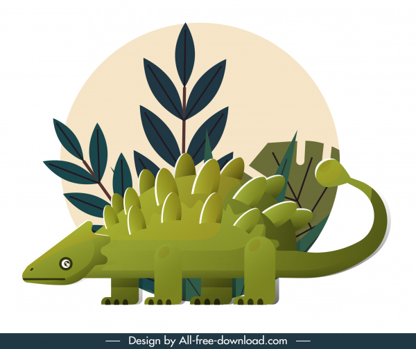 ankylosaurus 공룡 아이콘 컬러 클래식 플랫 스케치
