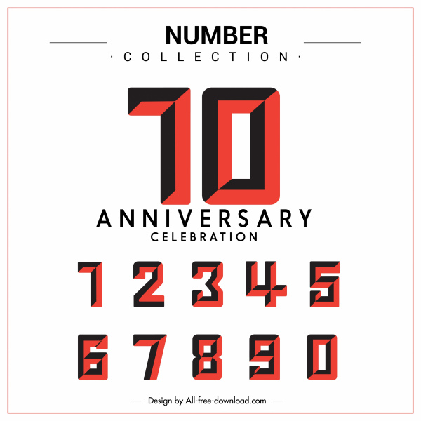 números sequência banner de aniversário esboço clássico plano
