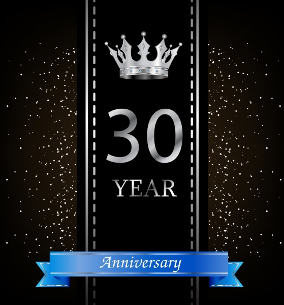 周年纪念横幅闪亮皇冠图标典雅黑色设计