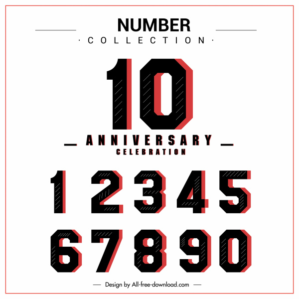 esboço de numeração de sequência de banner de aniversário