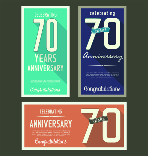 aniversario celebrando vector vintage tarjetas planas