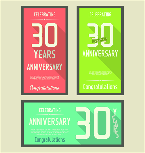 aniversario celebrando vector vintage tarjetas planas