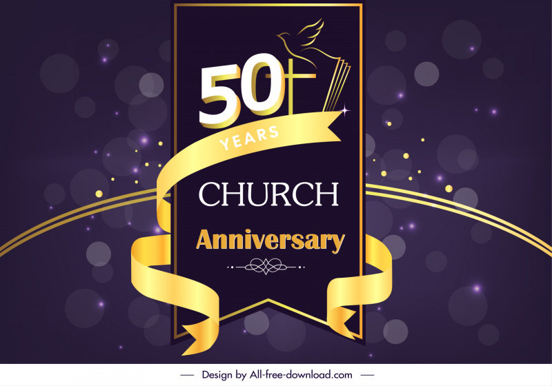 Anniversary Of A Club In Church Poster Template Elegant Ribbon Sketch Bokeh  Light Decor-vector Trust To Nature-free Vector Free Download