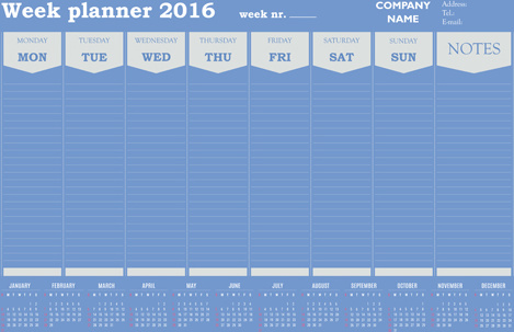 vettori di calendario annuale planner16