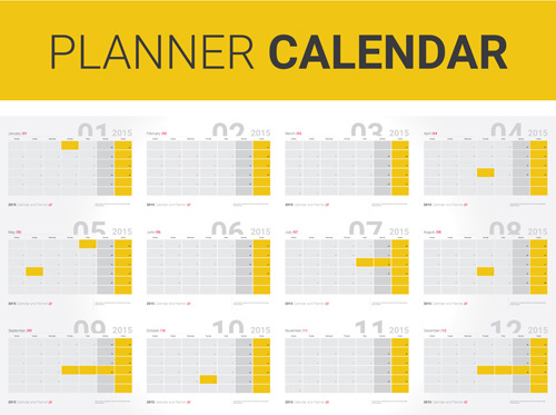 jährliche planner16 Kalender Vektoren