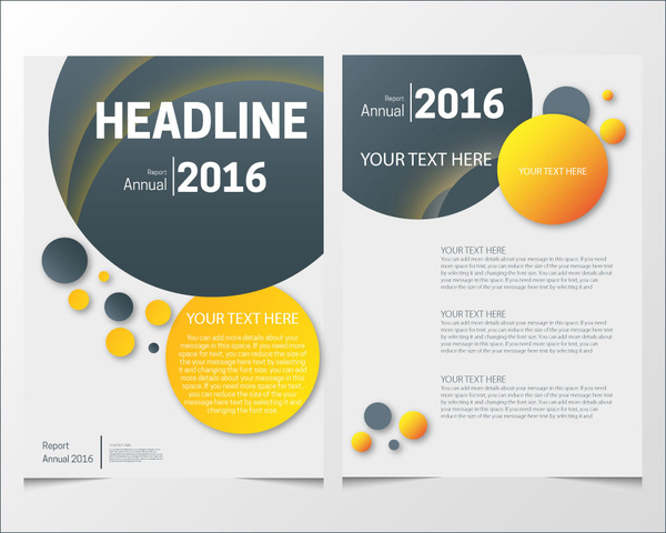 diseño de folleto informe anual con diversas rondas coloridos
