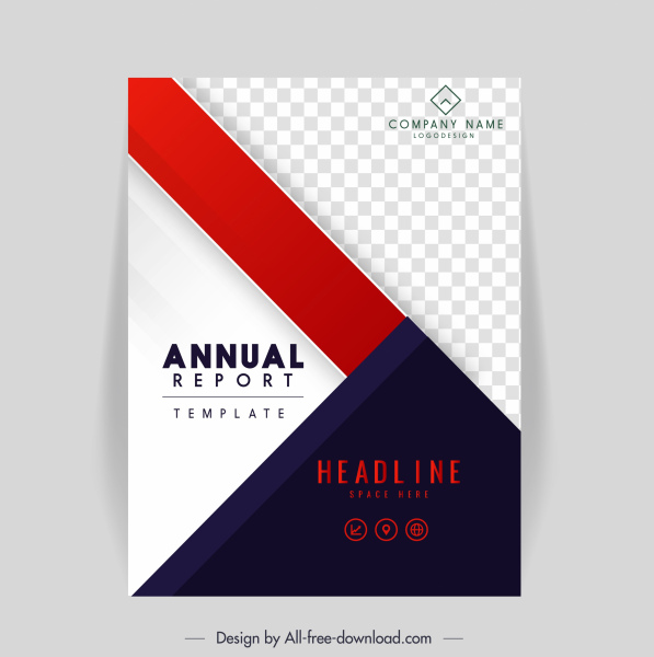 informe anual cubrir plantilla elegante geometría a cuadros de contraste