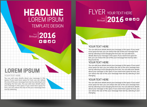 flyer laporan tahunan yang ditetapkan dengan latar belakang gaya modern