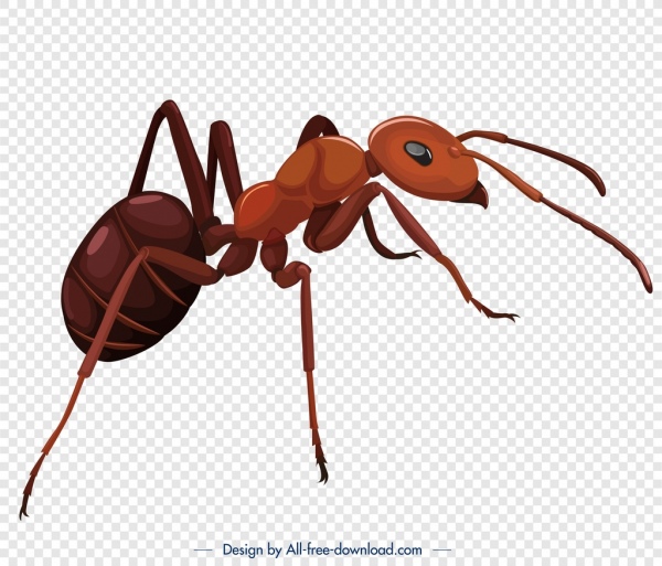 ikon serangga semut modern closeup sketsa 3D coklat