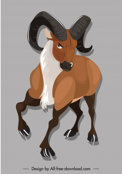 Antelope icon kartun sketsa wajah emosional