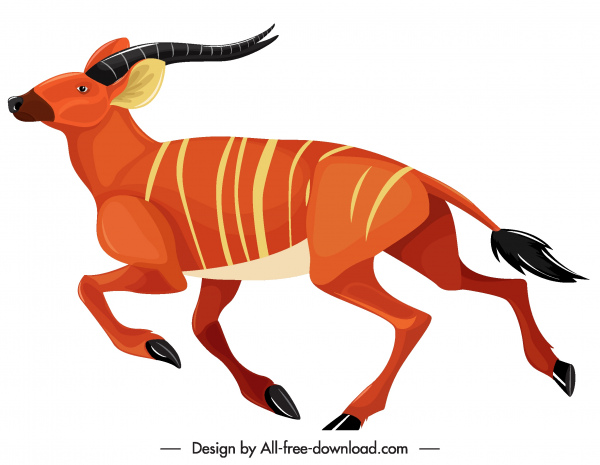 Antelope ikon kartun berwarna sketsa