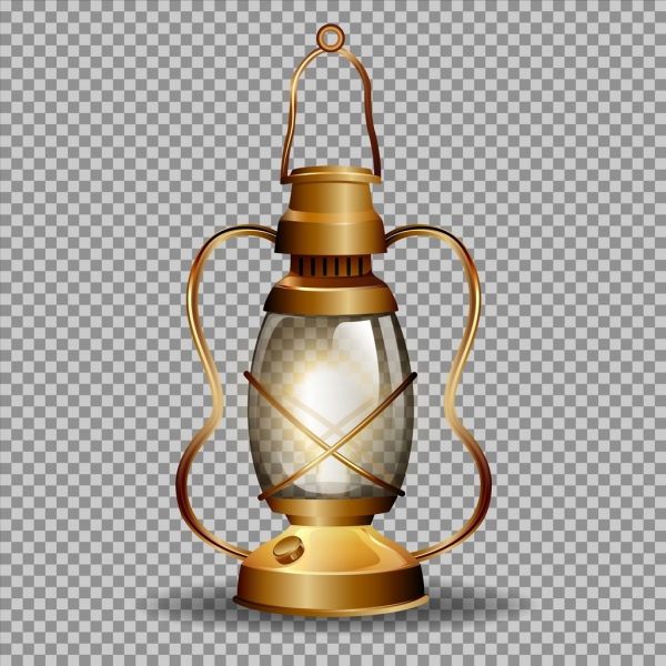 lampu antik ikon desain emas mengkilap 3d