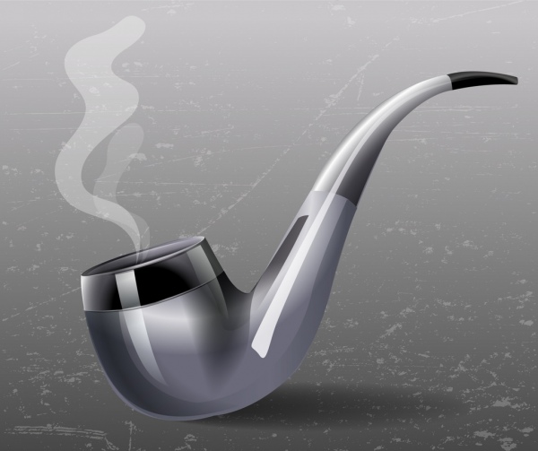 antiguidade, fumando cachimbo ícone 3d design brilhante de cinza
