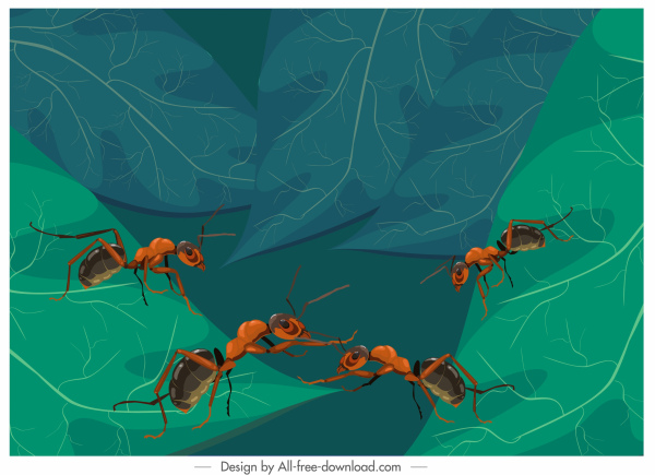개미 색된 고전적인 3d 디자인 그림