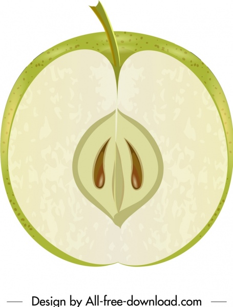 Apfel Fruchthintergrund Nahaufnahme vertikaler Schnitt Skizze