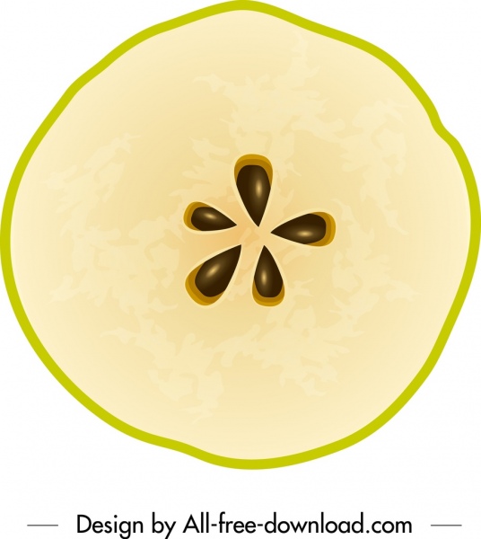 ไอคอนผลไม้แอปเปิ้ลชิ้นแบนตัดแนวนอนร่าง