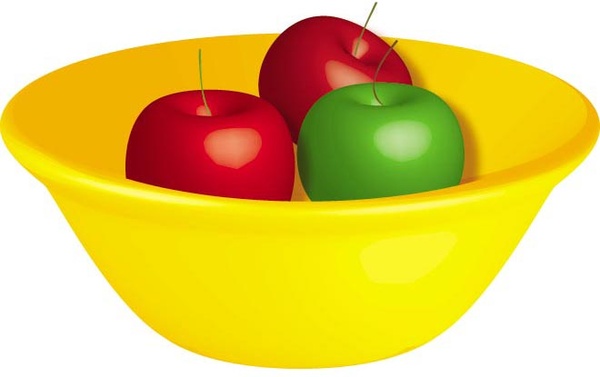 apel dalam kuning buah mangkuk vektor