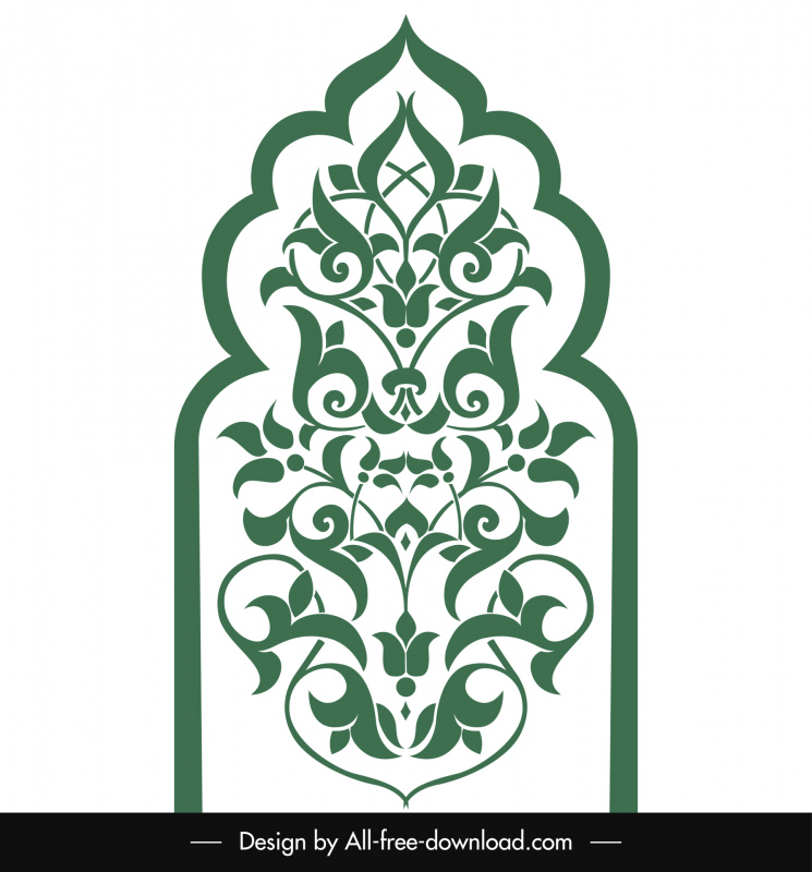 Modèle d’ornement islamique arabesque cadre symétrique curevs croquis