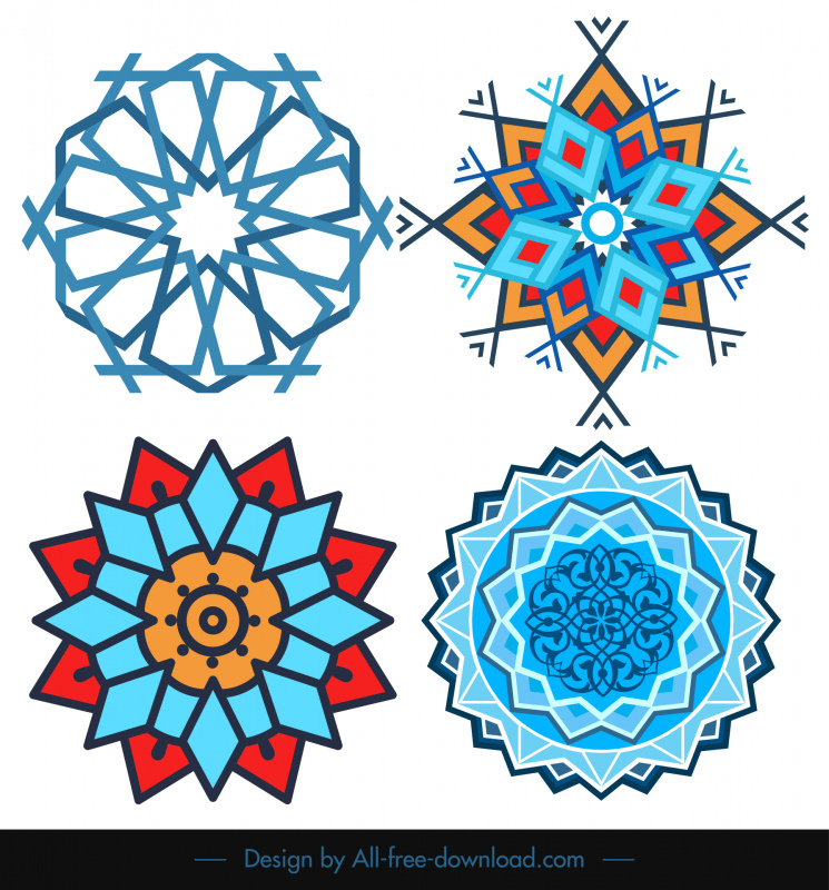  Arapça dekoratif şablonlar simetrik geometrik illüzyon şekilleri