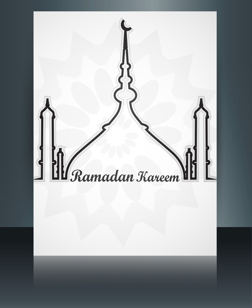calligrafia islamica araba bella testo ramadan kareem pieghevole modello onda riflesso colorato vettoriale