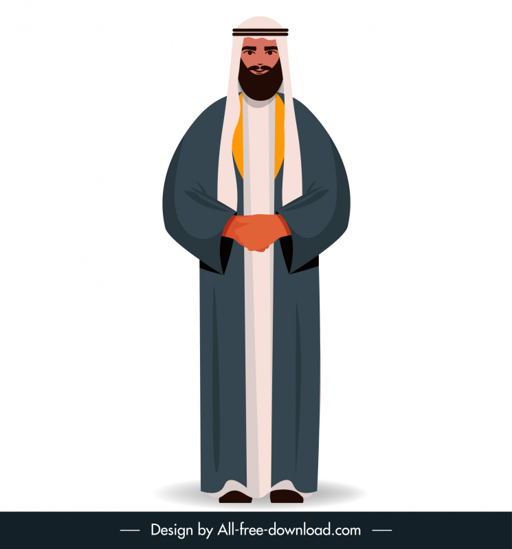 homem muçulmano árabe ícone desenho animado personagem de desenho animado