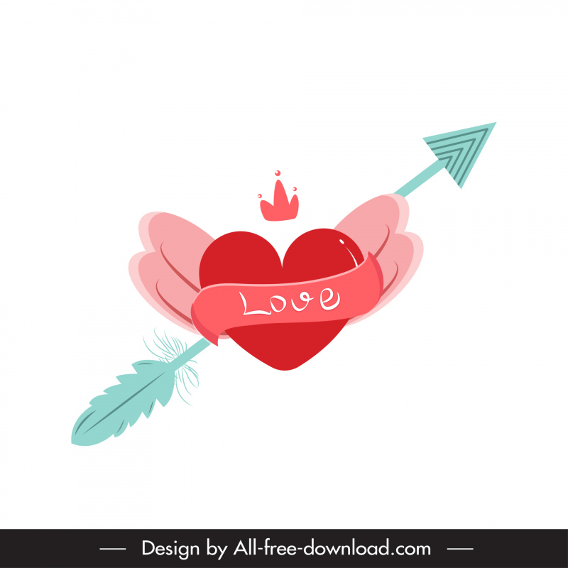 Archer Valentine ikon dinamis panah 3D Pita Dekorasi Jantung