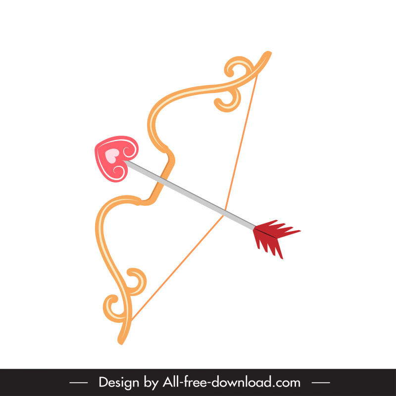 Archer Valentine ikon simetris panah busur sketsa hati