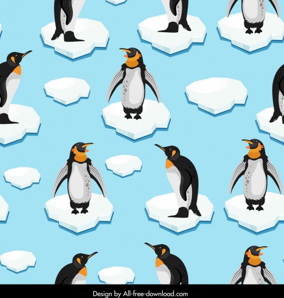Арктический шаблон пингвина льда иконы декор