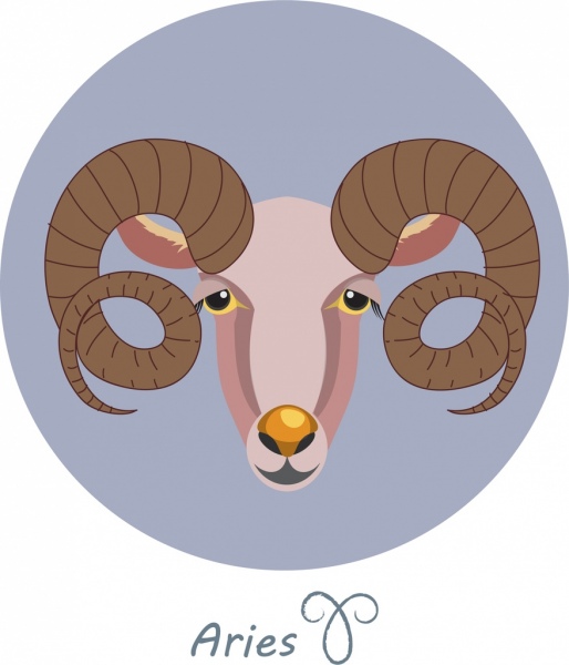 Aries зодиака фон антилопы значок цветной изоляции круга