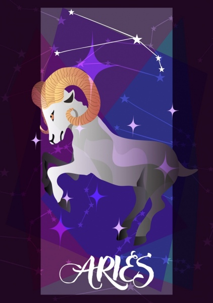 Aries zodiak simbol kambing ikon bintang koneksi desain