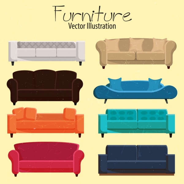 coleção de ícones de móveis poltrona design 3d multicolorido