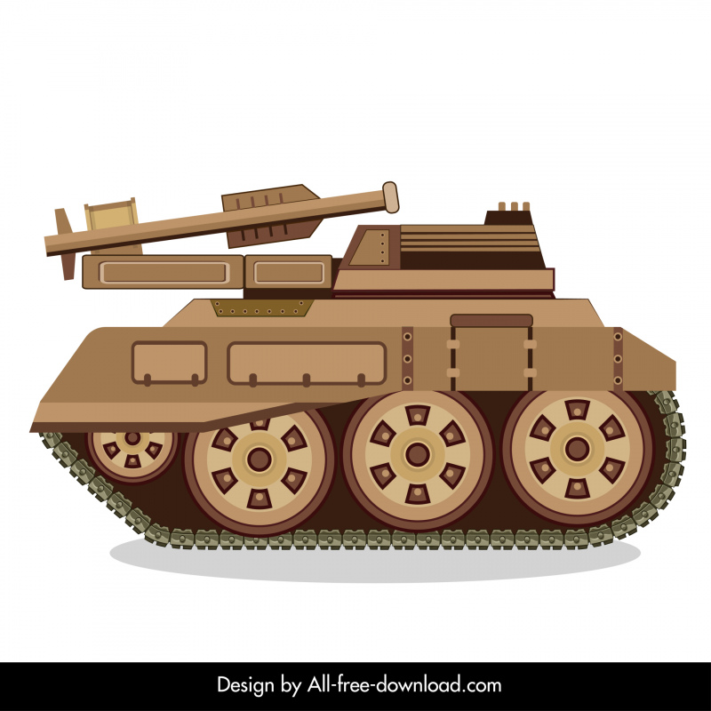 Ikon Tank Roket Angkatan Darat Sketsa Datar Modern