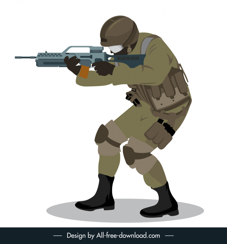 Ícone do guerreiro do exército atacando o esboço do personagem dos desenhos animados do gesto