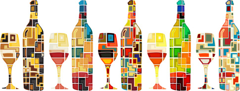 芸術ワインの瓶の背景のベクトル
