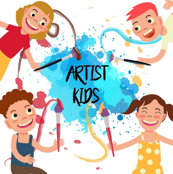 Künstler Kinder Hintergrund fröhliche Kinder Grunge farbige Dekor