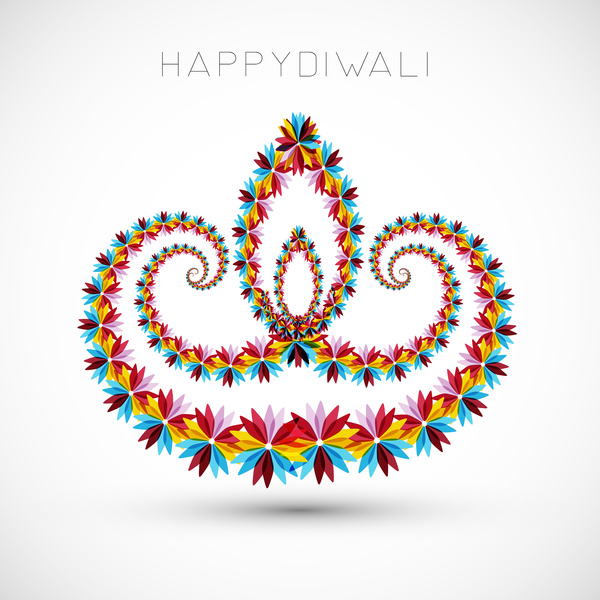 藝術與花卉五顏六色的裝飾為迪瓦裡節日慶祝設計向量