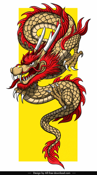 disegno impressionante variopinto del modello del drago asiatico
