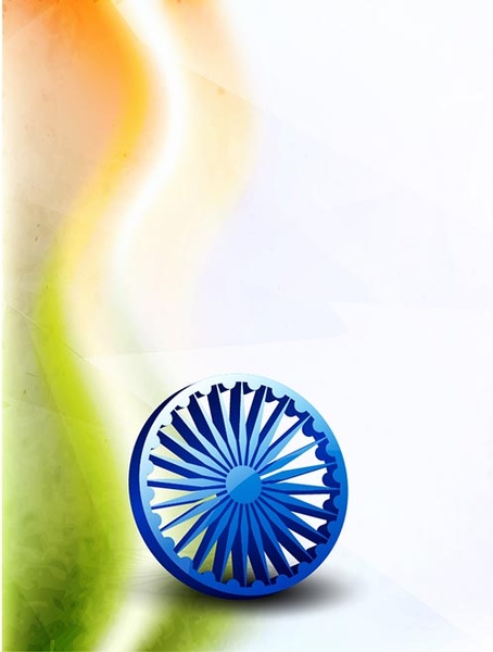 อโศกมหาราชล้อกับพื้นหลังเวกเตอร์วันธงชาติอินเดียอินเดียเป็นอิสระ