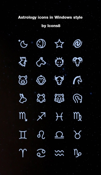 Astrologia iconos en Windows 10 estilo por icons8