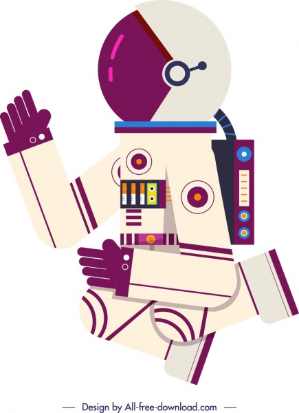 personaggio dei cartoni animati di astronauta sfondo colorato design piatto