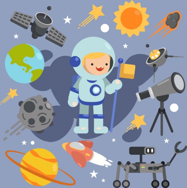 elementi di progettazione astronomia astronauta icone astronave