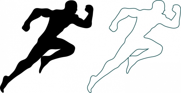atletik ikon garis besar desain gaya silhouette